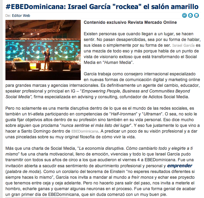 Reportaje en Revista Mercado República Dominicana