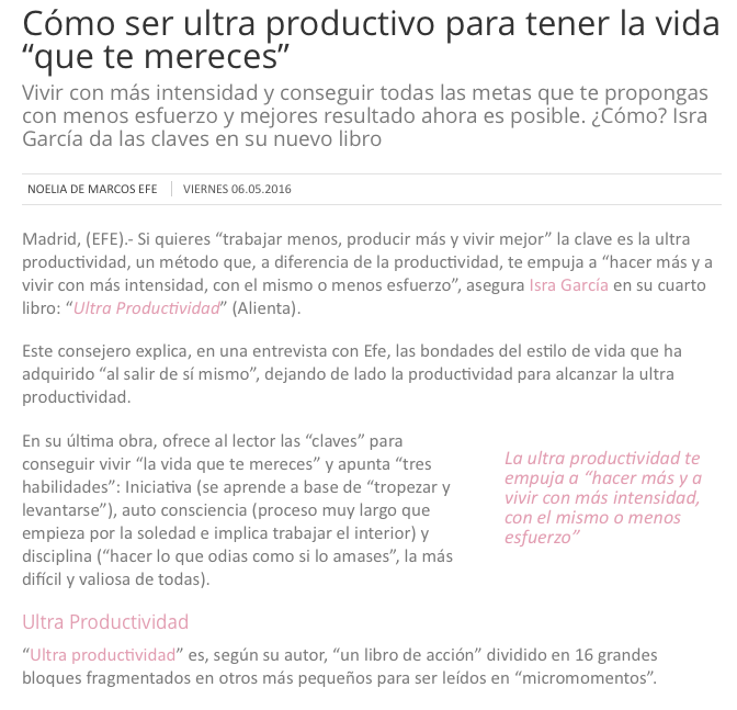 sobre el libro ultraproductividad EFE Estilo 
